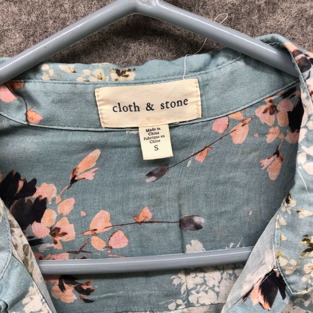 Cloth & Stone Long Sleeve Blouse Womens S Blue Lightweight Rayon Floral - Picture 5 of 8